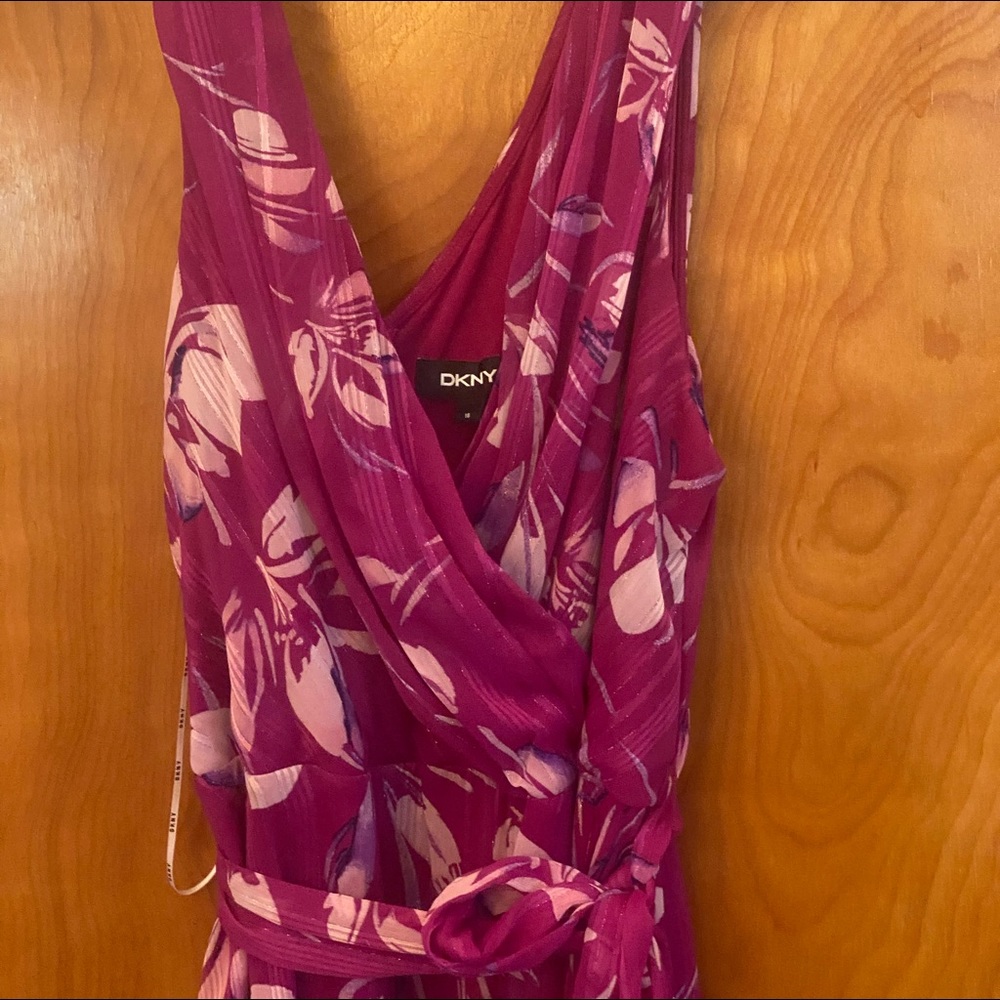 DKNY Floral Print Faux-Wrap Dress